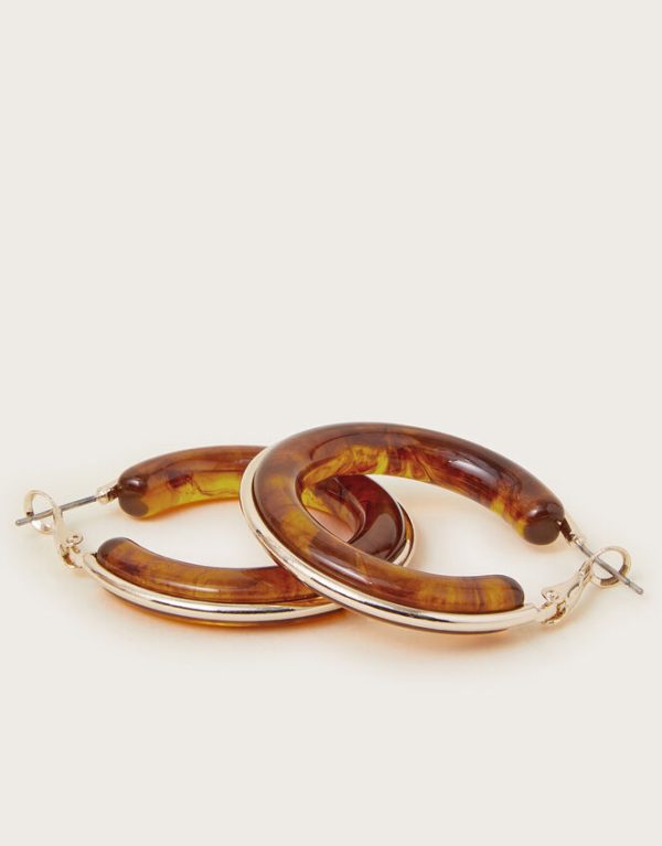 Monsoon Tortoiseshell Hoop Earrings - Image 2