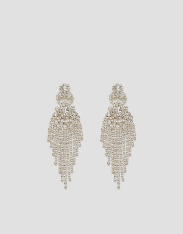 Monsoon Crystal Diamante Fringe Drop Earrings - Image 2