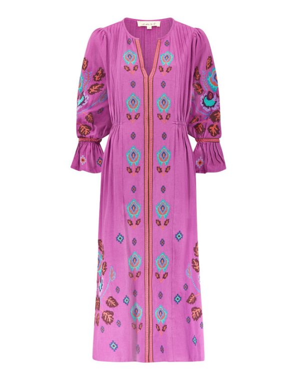 Monsoon East Embroidered Maxi Dress Purple - Image 7