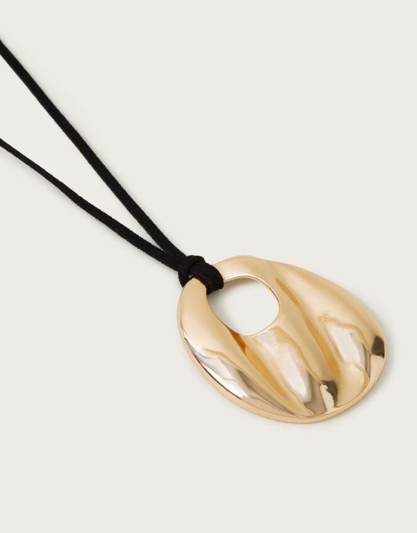 Monsoon Organic Pendant Cord Necklace Gold - Image 3