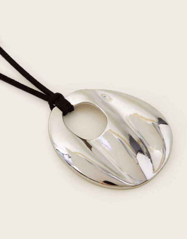 Monsoon Organic Pendant Cord Necklace Silver - Image 3