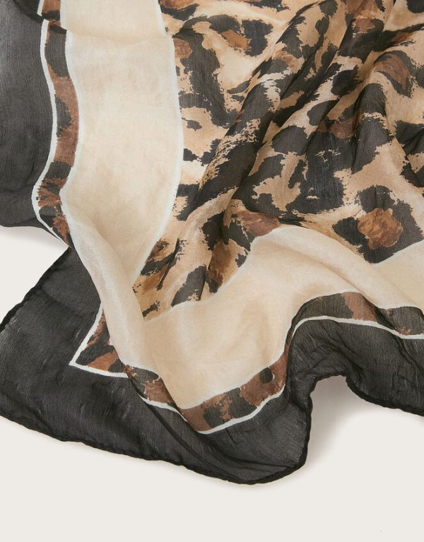 Monsoon Prue Leopard Print Silk Scarf - Image 2