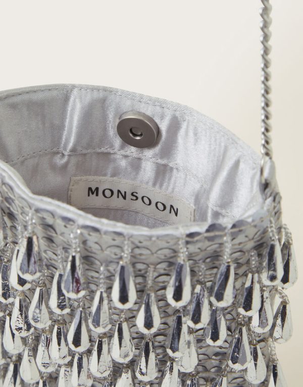 Monsoon Tess Tear Drop Phone Bag Silver - Image 3