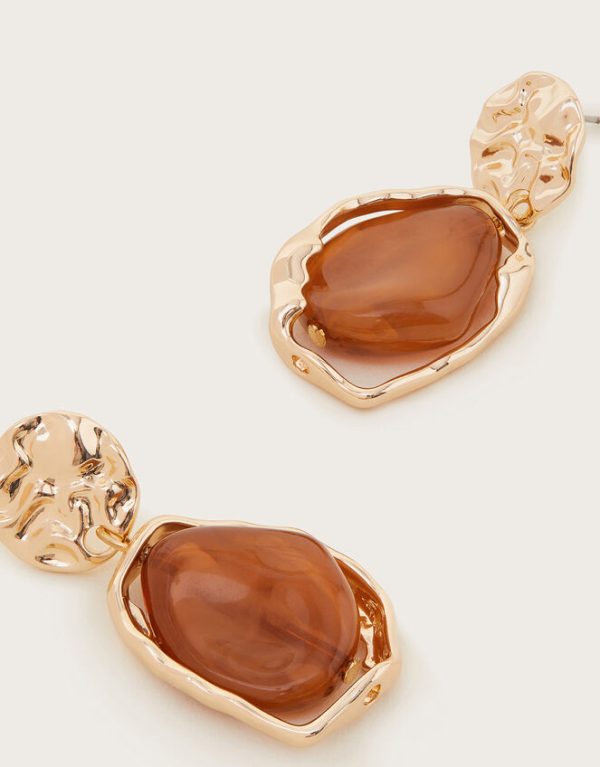 Monsoon Amber Stone Drop Earrings - Image 2