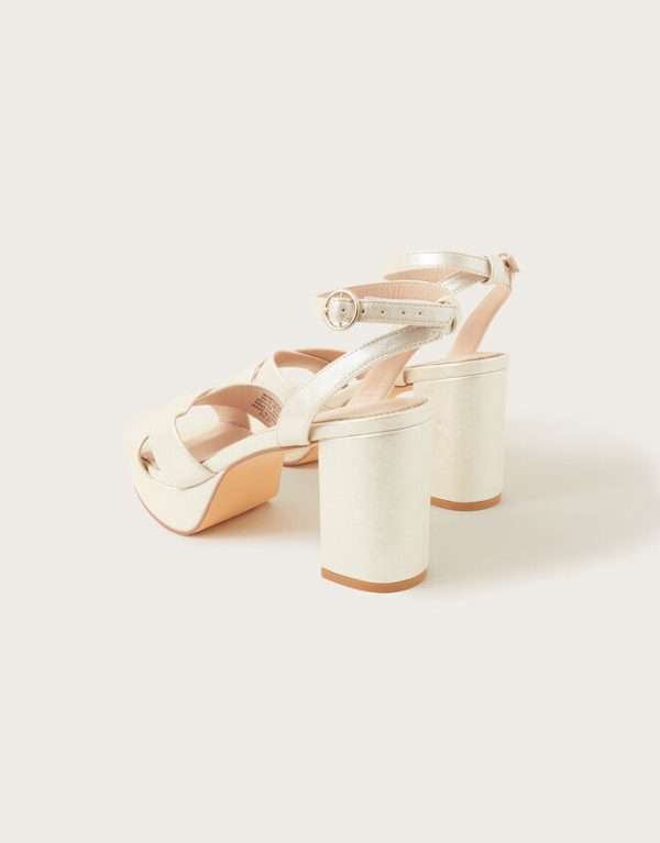 Monsoon Pearlised Platform Heeled Sandals Ivory - Image 3