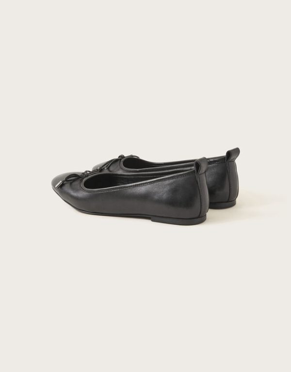 Monsoon Leather Ballet Flats Black - Image 3