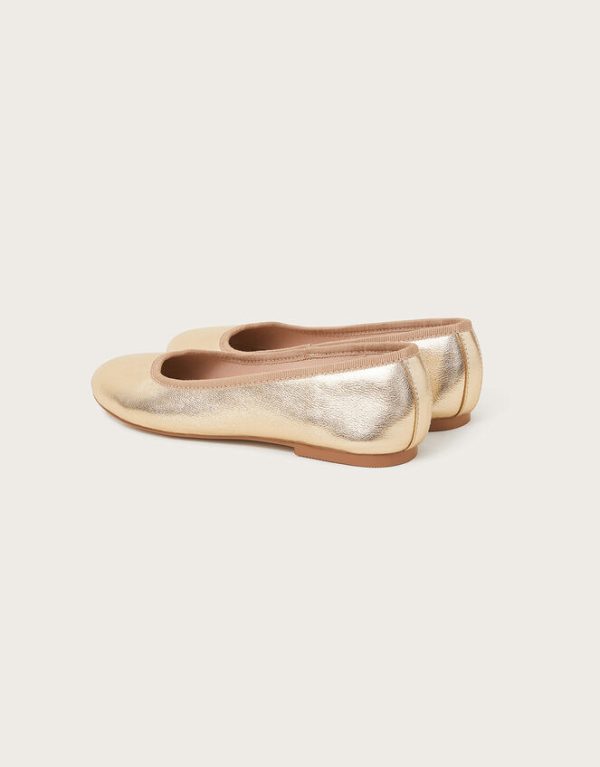 Monsoon Metallic Ballet Flats Gold - Image 4