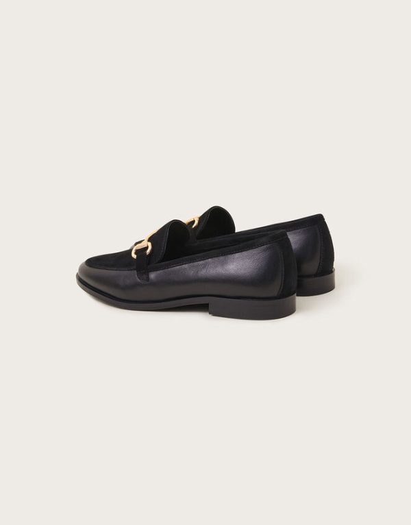 Monsoon Leather Suede Loafers Black - Image 4