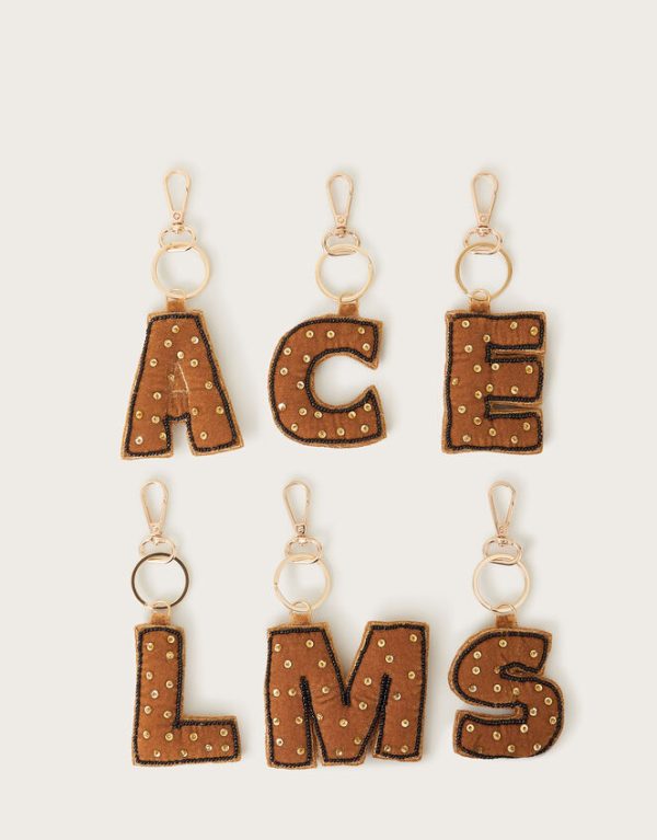 Monsoon Bead Velvet Initial Keyring Gold - Image 4