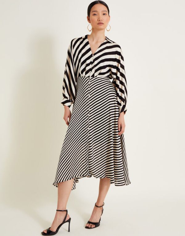 Monsoon Sofia Stripe Dress Black - Image 2