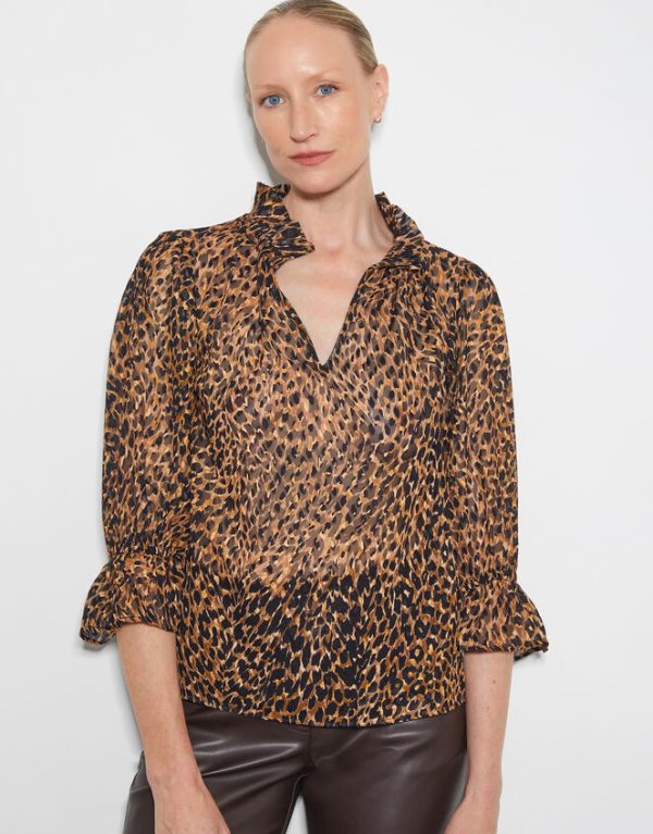 Monsoon Liza Leopard Print Blouse Brown