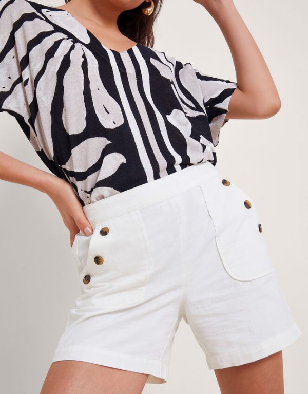 Monsoon Harper Denim Shorts White