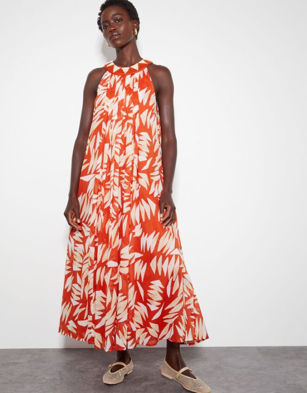 Monsoon Shelly Sleeveless Printed Maxi Dress Orange - Image 2