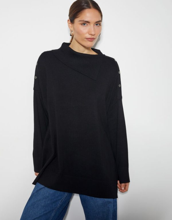 Monsoon Beth Button Detail Jumper Black