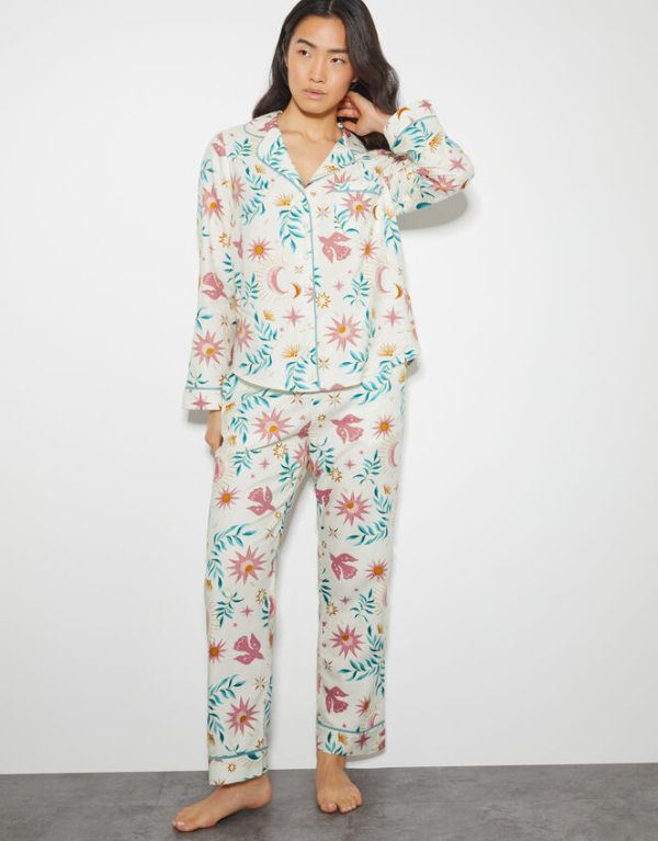 Monsoon Celeste Celestial Print Pyjama Set Cream