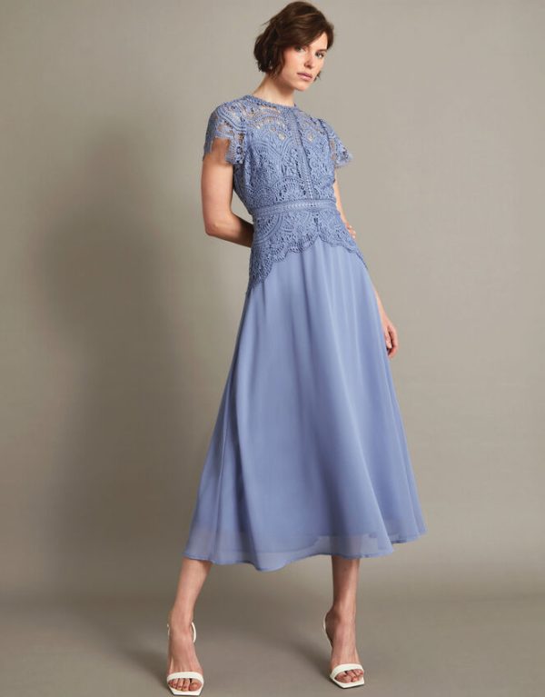 Monsoon Monica Lace Midi Dress Blue