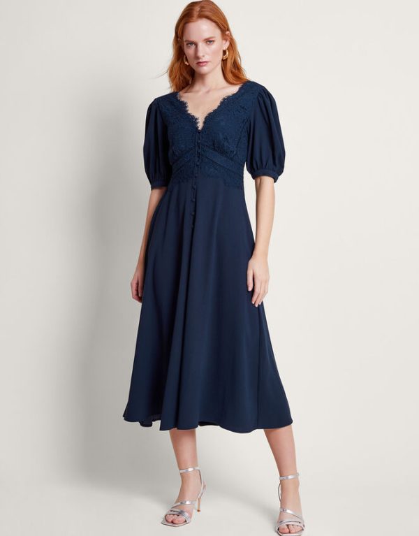 Monsoon Nancy Lace Tea Dress Blue