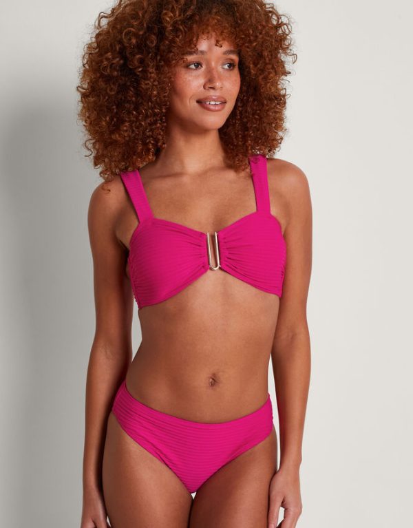 Monsoon Maria Ribbed Bikini Bottoms Pink