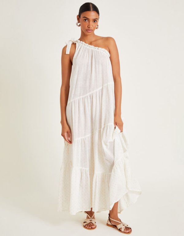 Monsoon Ari One-Shoulder Maxi Dress Ivory - Image 2