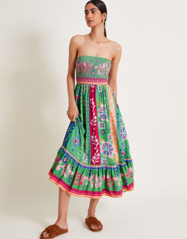 Monsoon Poppie Bandeau Dress Green