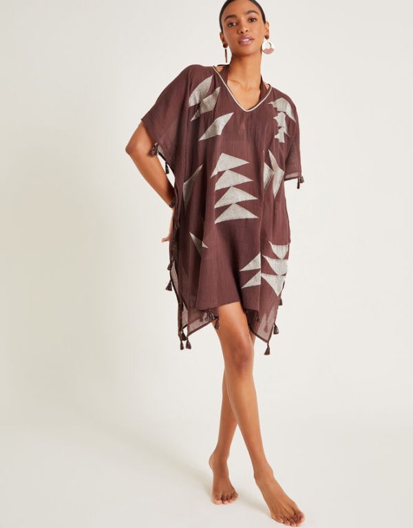 Monsoon Patti Embroidered Kaftan Brown - Image 2