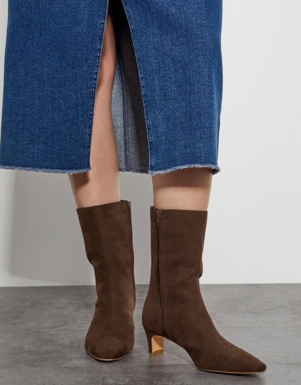 Monsoon Blake Suedette Pointed Heel Boots Brown