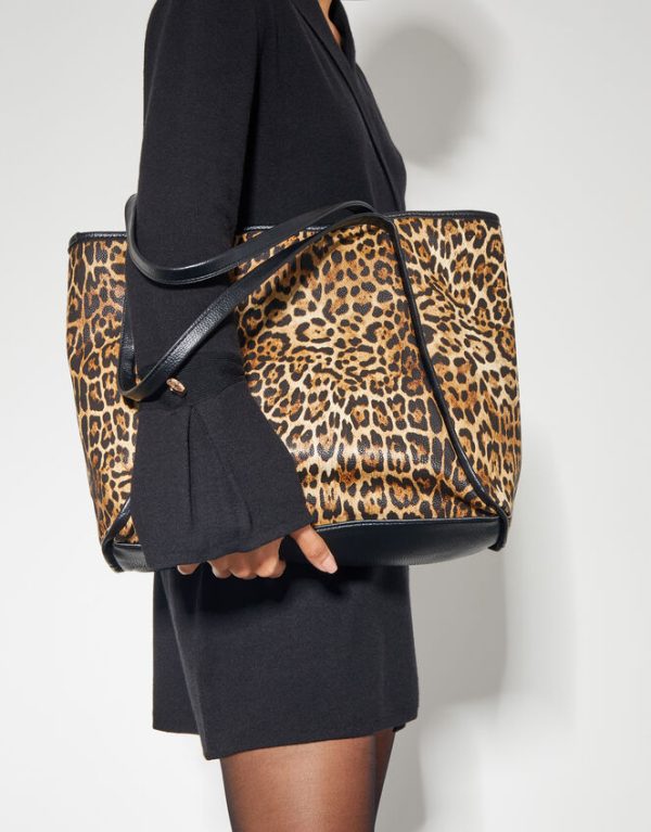 Monsoon Mava Leopard Print Faux Leather Tote Bag