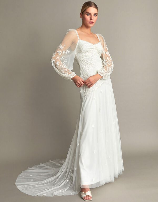 Monsoon Josette Embellished Bridal Dress Ivory