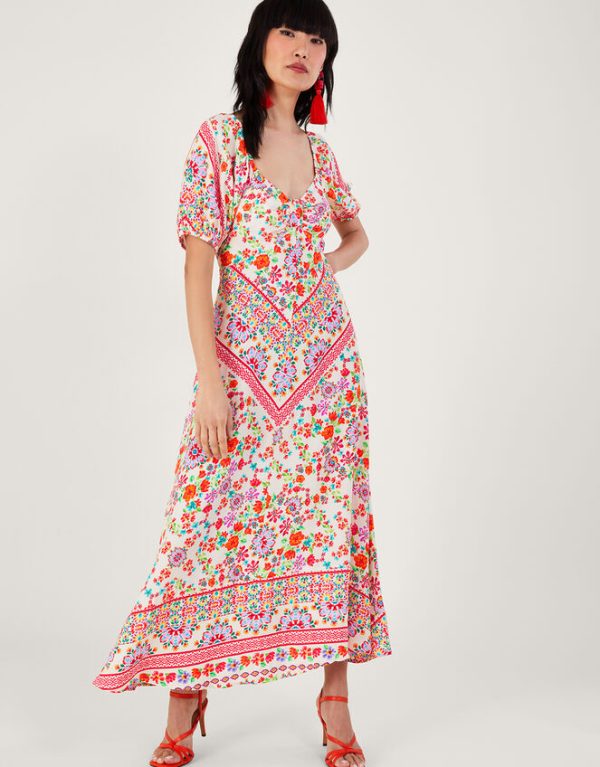 Monsoon Julietta Floral Maxi Dress Ivory