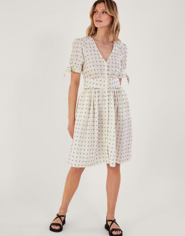 Monsoon Spot Short Dress White