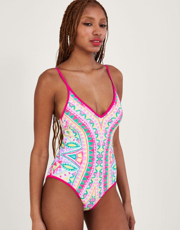 Monsoon Mosaic Print Swimsuit Pink