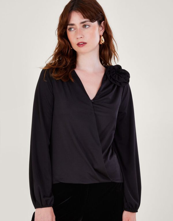 Monsoon Cali Corsage Blouse Black