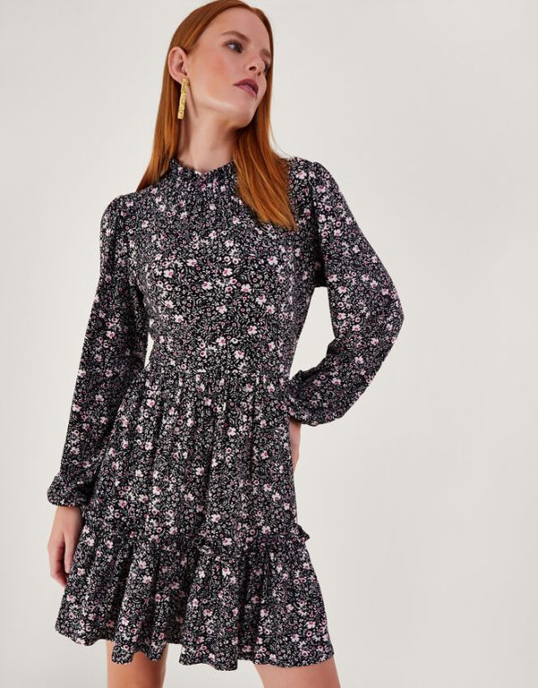 Monsoon Madison Print Dress Black