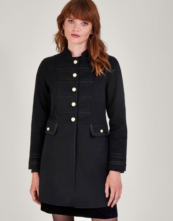 Monsoon Longline Military Jacket Black