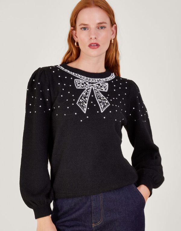 Monsoon Betsy Bow JumperBlack