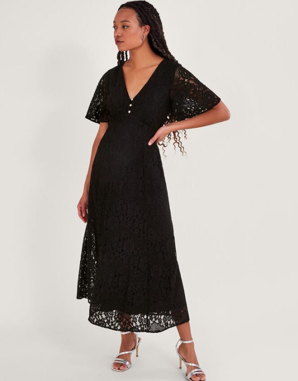 Monsoon Lucia Lace Tea Dress Black