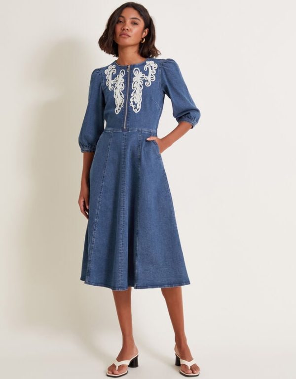 Monsoon Kaia Cornelli Dress Blue - Image 2