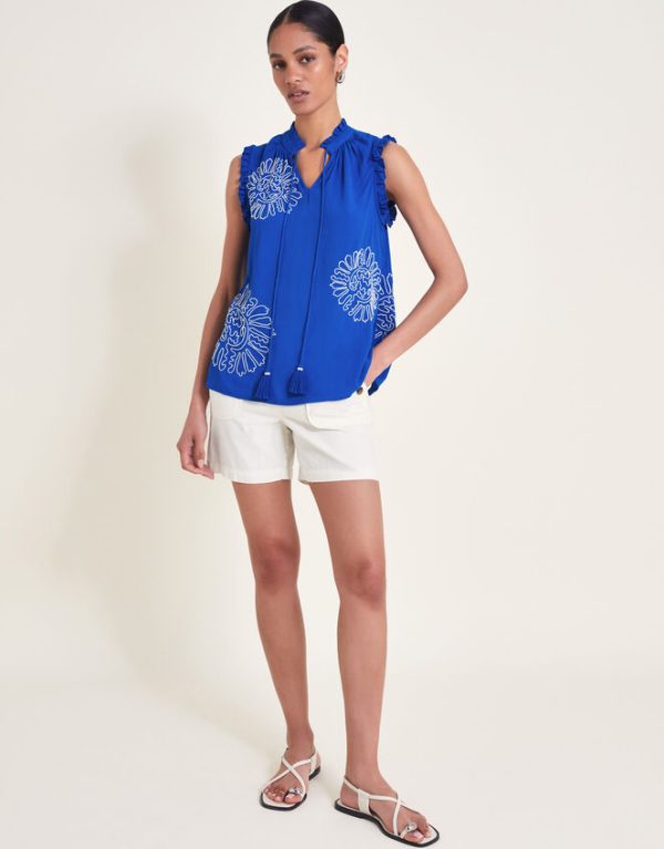 Monsoon Meena Embroidered Top Blue - Image 2