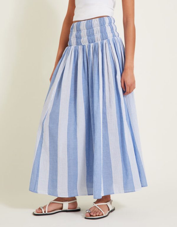 Monsoon Celia Stripe Skirt Blue - Image 3