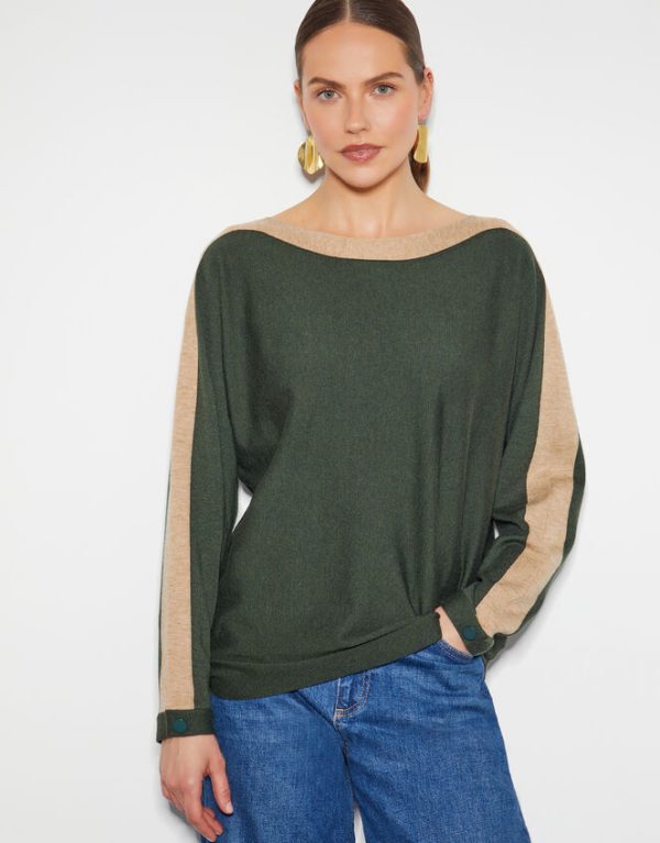 Monsoon Nellie Two-Tone Knit Jumper Green - Image 2