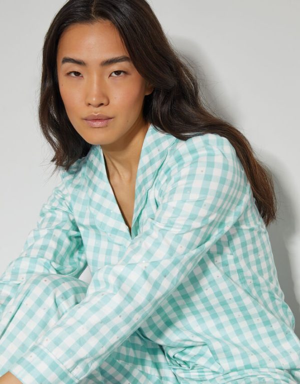 Monsoon Clementine Gingham Pyjama Set Teal - Image 2