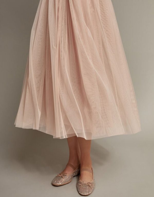 Monsoon Alice Sleeveless Tulle Midi Dress Pink - Image 2