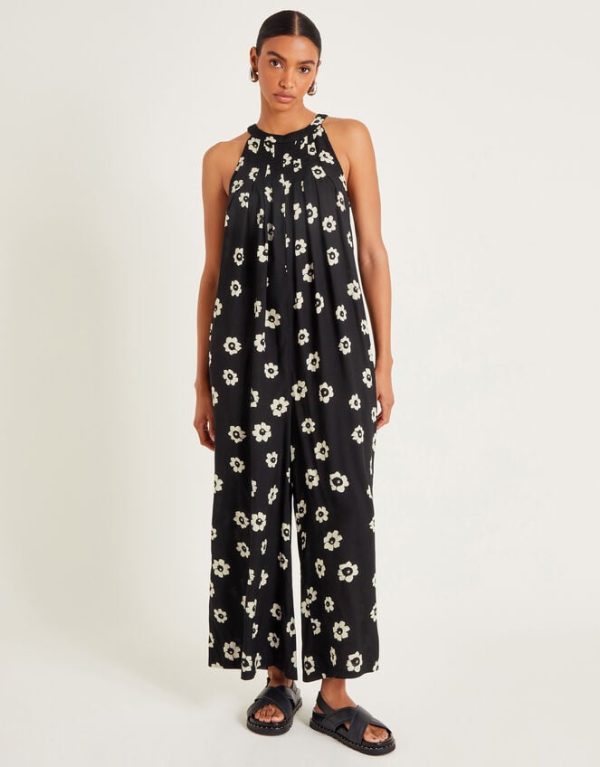 Monsoon Lei Floral Wide Leg Jumpsuit Black - Image 2