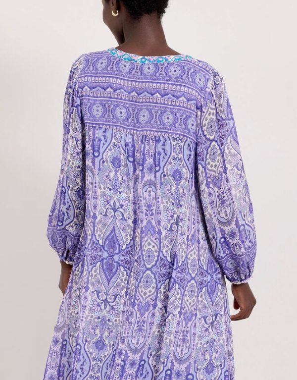 Monsoon East Paisley Print Maxi Dress Purple - Image 3