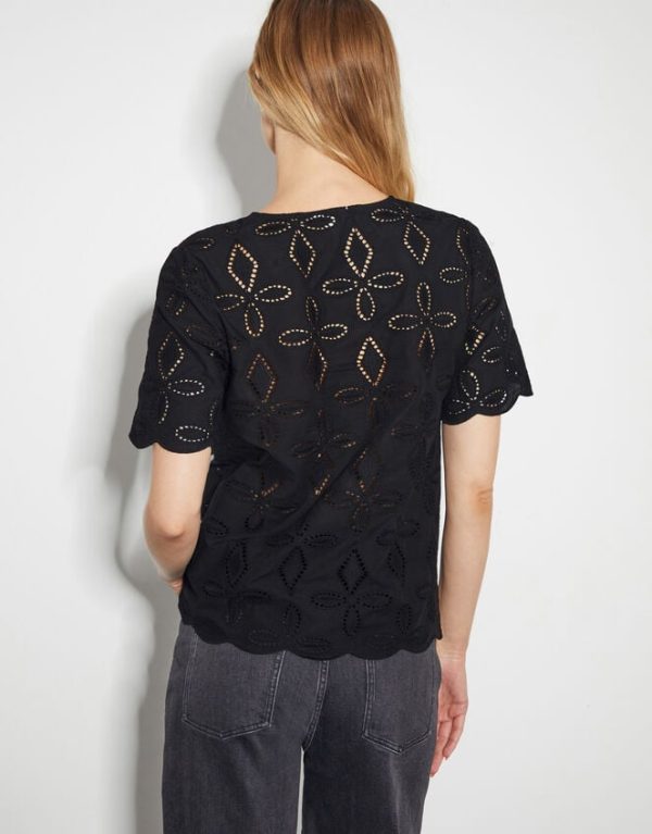 Monsoon Brooke Short Sleeve Broderie TopBlack - Image 3