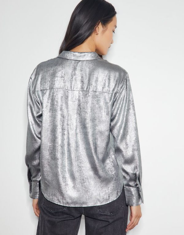 Monsoon Mia Metallic Shirt Silver - Image 3