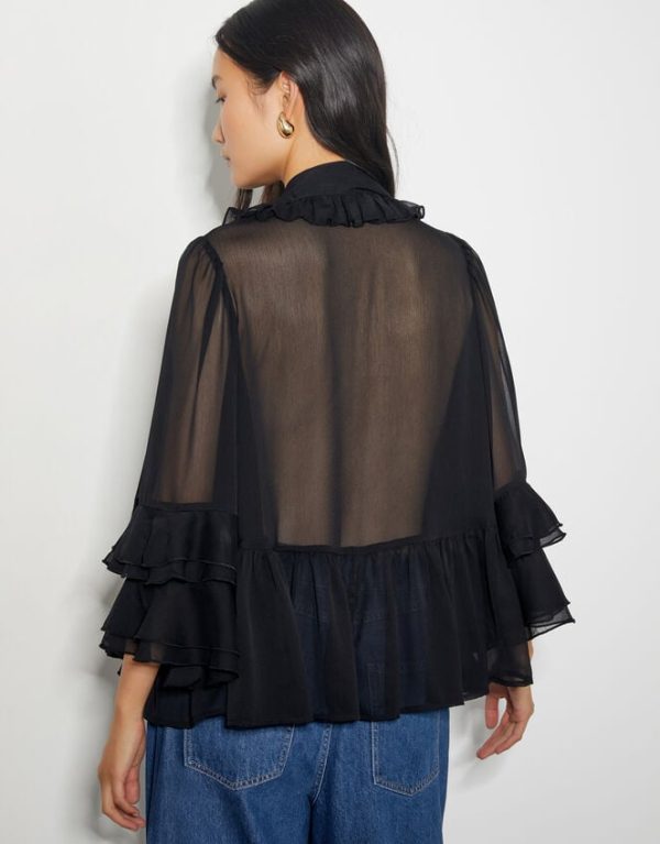 Monsoon Anais Ruffle Blouse Black - Image 3