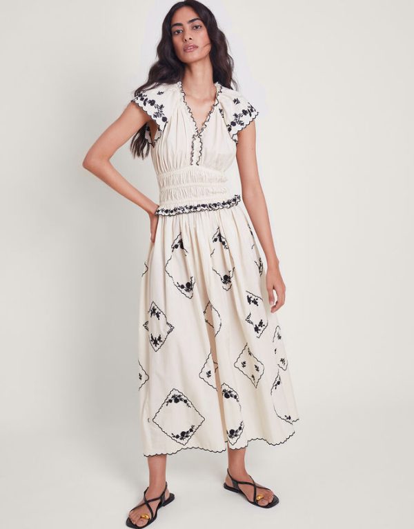 Monsoon Esther Embroidered Maxi Dress Ivory - Image 2