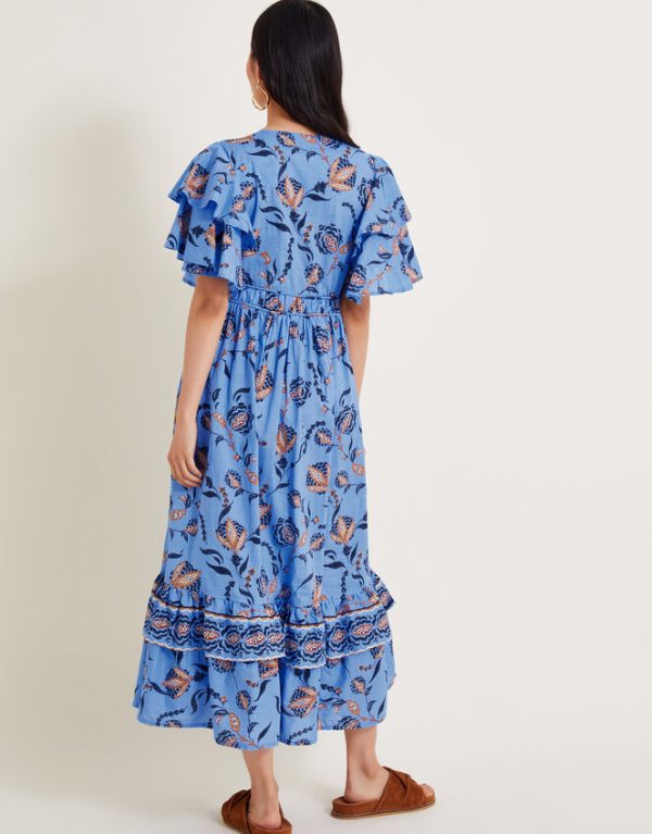 Monsoon Clara Frill Dress Blue - Image 3