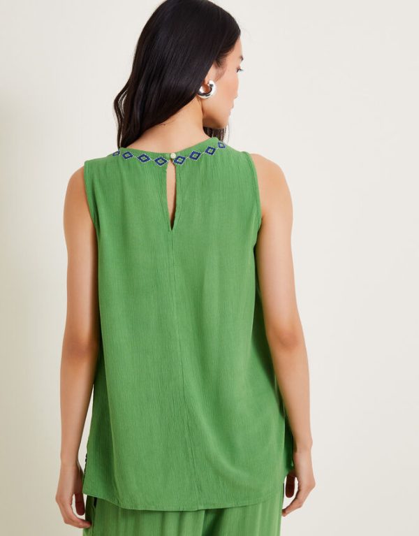 Monsoon Saffron Embroidered Tank Top Green - Image 3